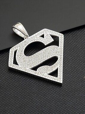 .925 Sterling Silver Superhero Pendant Unisex Polished Fine Jewelry